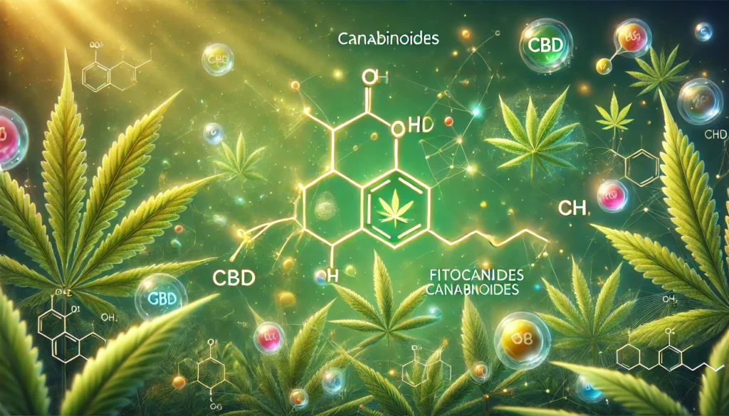 Imagem ilustrando a explicação sobre canabinoides e fitocanabinoides, compostos presentes na cannabis e essenciais para tratamentos terapêuticos.